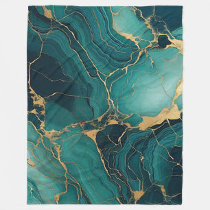 Emerald Green en Gold Sherpa Blanket Bliss Fleece Deken