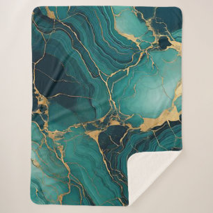 Emerald Green en Gold Sherpa Blanket Bliss Sherpa Deken