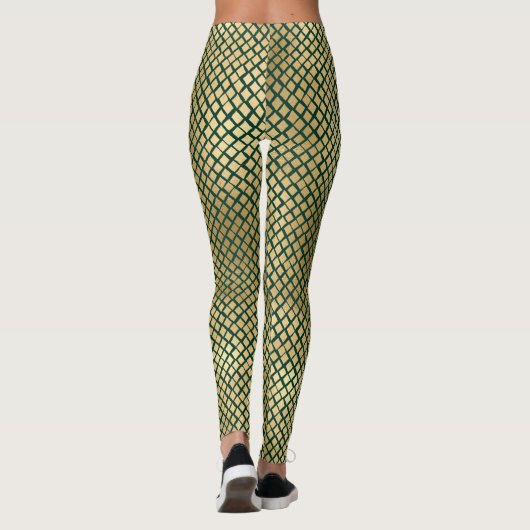 Emerald Green en Gold Snake Skin-Leggings Leggings (Achterkant)