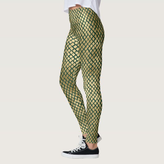Emerald Green en Gold Snake Skin-Leggings Leggings (Links)
