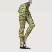 Emerald Green en Gold Snake Skin-Leggings Leggings (Rechts)