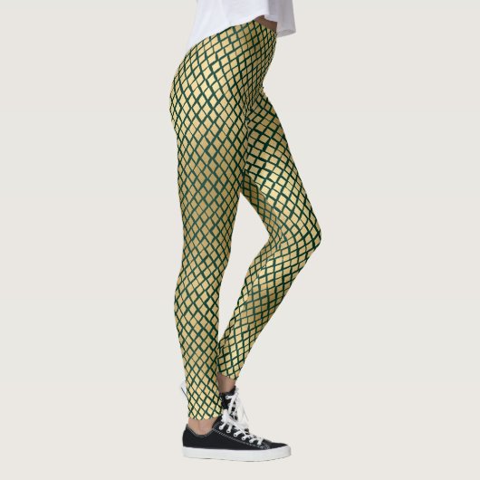 Emerald Green en Gold Snake Skin-Leggings Leggings (Rechts)