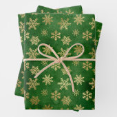 Emerald Green en Gold Snowflakes kerst Inpakpapier Vel (In situ)