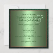 Emerald Green en Gold Square Wedding Invitation Kaart (Achterkant)