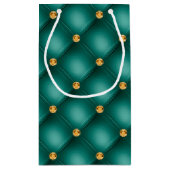 Emerald Green en Gold Tufted Small Gift Bag Klein Cadeauzakje (Achterkant)