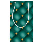 Emerald Green en Gold Tufted Small Gift Bag Klein Cadeauzakje (Voorkant)