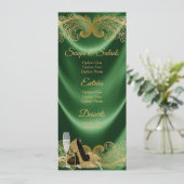 Emerald Green en Gold Verjaardagsfeestmenu Kaart (Staand voorkant)