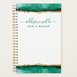 Emerald Green en Gold Waterverf Business Planner