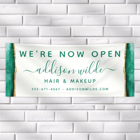 Emerald Green en Gold Waterverf Business Spandoek