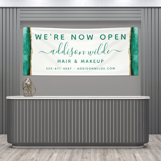 Emerald Green en Gold Waterverf Business Spandoek