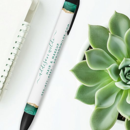 Emerald Green en Gold Waterverf Business Zwarte Inkt Pen