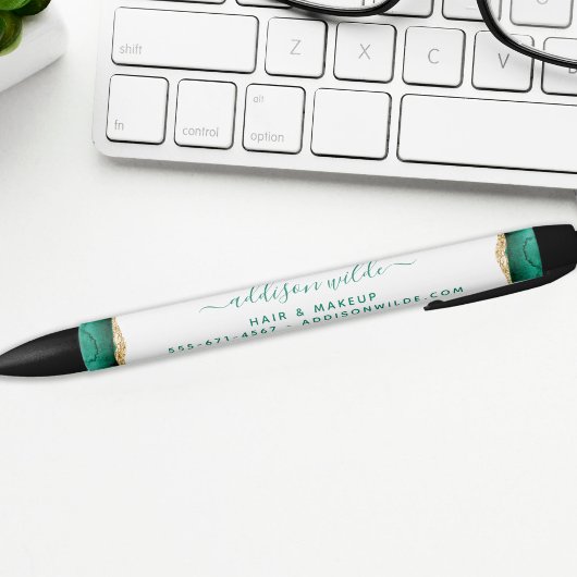 Emerald Green en Gold Waterverf Business Zwarte Inkt Pen