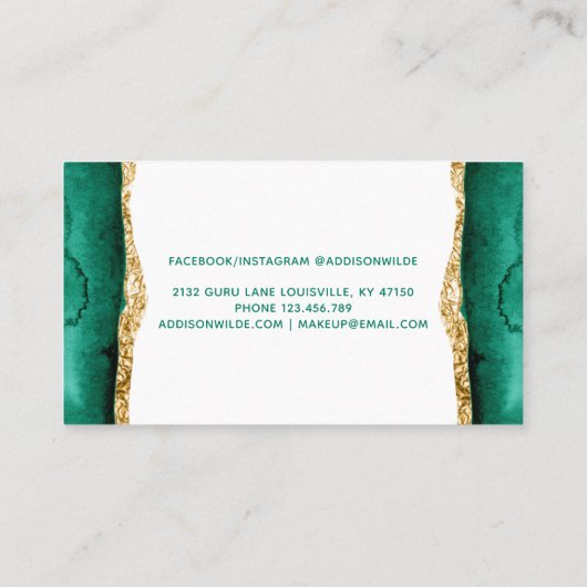 Emerald Green en Gold Waterverf Loyalty Kaart (Achterkant)