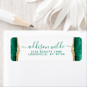 Emerald Green en Gold Waterverf Return Address Etiket (Insitu)