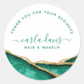 Emerald Green en Gold-Waterverf Ronde Sticker (Voorkant)