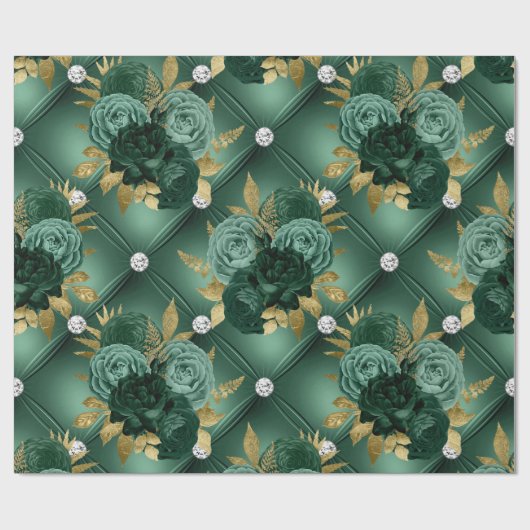 Emerald Green en Gold Wedding Cadeaupapier (Vlak)