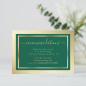 Emerald Green en Gold Wedding Hotel Accommodatie Informatiekaartje (Staand voorkant)