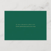 Emerald Green en Gold Wedding Hotel Accommodatie Informatiekaartje (Achterkant)