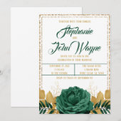 Emerald Green en Gold Wedding Kaart (Voorkant / Achterkant)