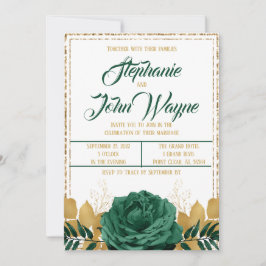 Emerald Green en Gold Wedding Kaart