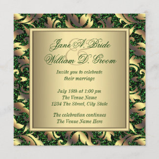 Emerald Green en Gold Wedding Kaart