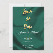 Emerald Green en Gold Wedding Minimalist Elegant Save The Date (Voorkant)