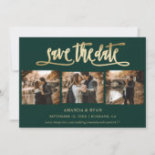 Emerald Green en Gold Wedding Photo Save the Date (Voorkant)