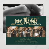 Emerald Green en Gold Wedding Photo Save the Date (Voorkant / Achterkant)