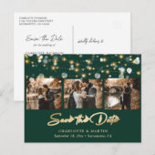 Emerald Green en Gold Wedding Photo Save the Date Aankondigingskaart (Voorkant / Achterkant)