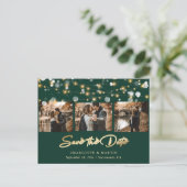 Emerald Green en Gold Wedding Photo Save the Date Aankondigingskaart (Staand voorkant)