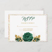 Emerald Green en Gold Wedding RSVP Kaartje (Voorkant / Achterkant)