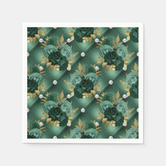Emerald Green en Gold Wedding Servet (Voorkant)
