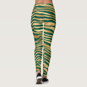 Emerald Green en Gold Zebra/tijgergestreept smeden Leggings (Achterkant)