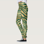 Emerald Green en Gold Zebra/tijgergestreept smeden Leggings (Links)
