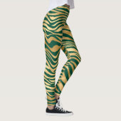 Emerald Green en Gold Zebra/tijgergestreept smeden Leggings (Rechts)