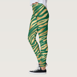 Emerald Green en Gold Zebra/tijgergestreept smeden Leggings