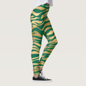 Emerald Green en Gold Zebra/tijgergestreept smeden Leggings (Rechts)