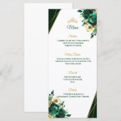 Emerald Green en Goud Quinceñera Tafelmenu Menu (Voorkant / Achterkant)