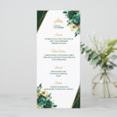 Emerald Green en Goud Quinceñera Tafelmenu Menu (Staand voorkant)