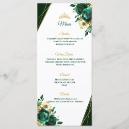 Emerald Green en Goud Quinceñera Tafelmenu Menu