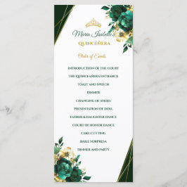 Emerald Green en Gouden Quinceñera Volgorde van Ev Menu