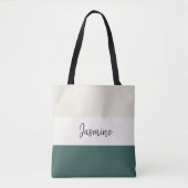 Emerald Green en Neutral strepen personaliseren de Tote Bag (Voorkant)