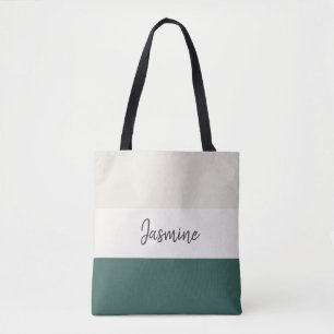 Emerald Green en Neutral strepen personaliseren de Tote Bag