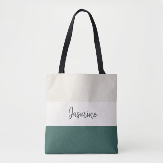 Emerald Green en Neutral strepen personaliseren de Tote Bag (Voorkant)