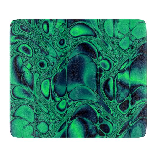 Emerald Green en Palatinate Blue Abstracte Marble Snijplank (Voorkant)