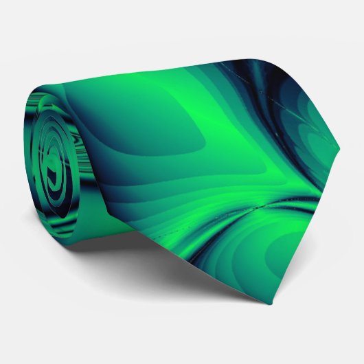 Emerald Green en Palatinate Blue Abstracte Marble Stropdas (Opgerold)