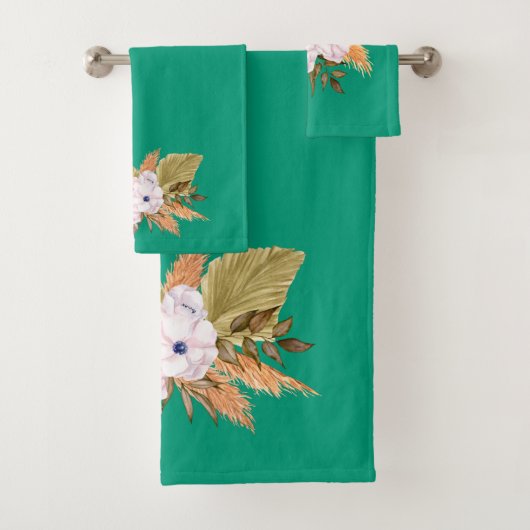 Emerald Green en Pampas Grass Bad Handdoek (Insitu)