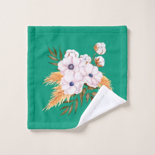 Emerald Green en Pampas Grass Bad Handdoek (Wasdoekje)