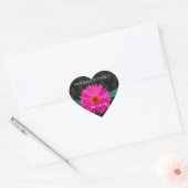 Emerald Green en Pink Gerber Daisy Wedding Hart Sticker (Envelop)
