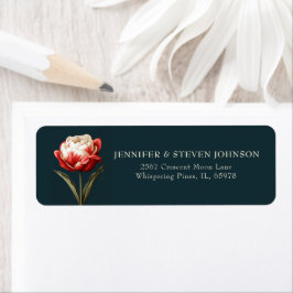 Emerald Green en Red Tulip Bruiloft Terugkeer Etiket